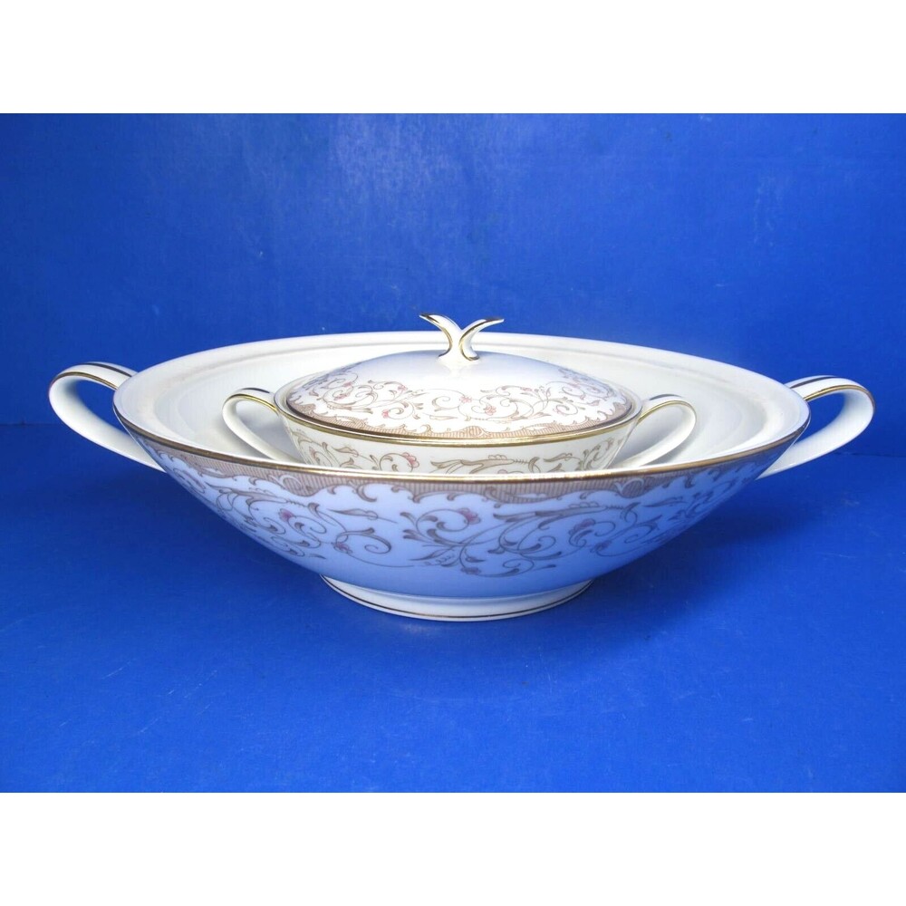 Noritake Rochelle 5805 Covered Sugar Bowl And Footed Vegetable Bowl No Lid VGC